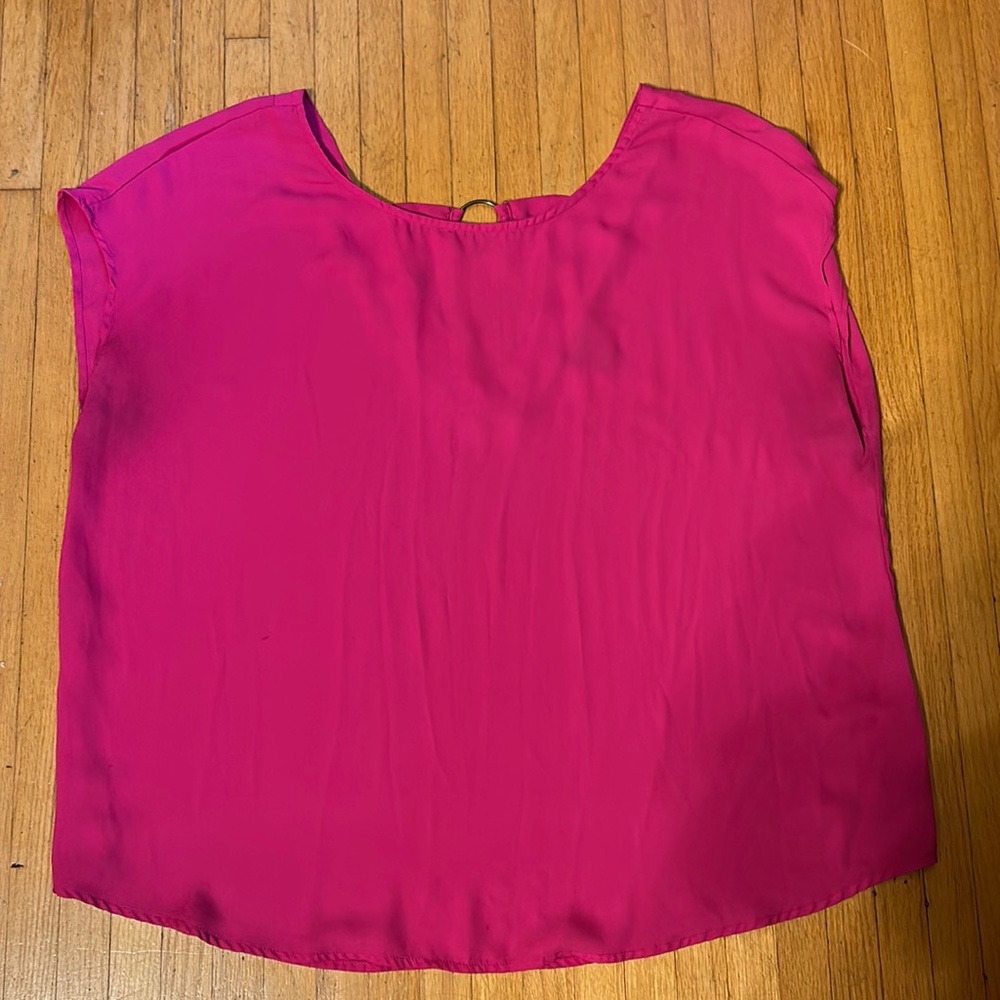 Gorgeous Pink, Thin, Silky Feeling, Shell Blouse with O Ring on Back